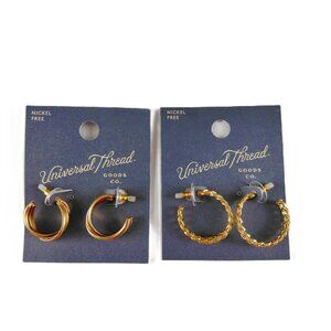 Universal Thread Gold Tone Hoop Earrings Bundle Nickel Free Fashion Jewelry